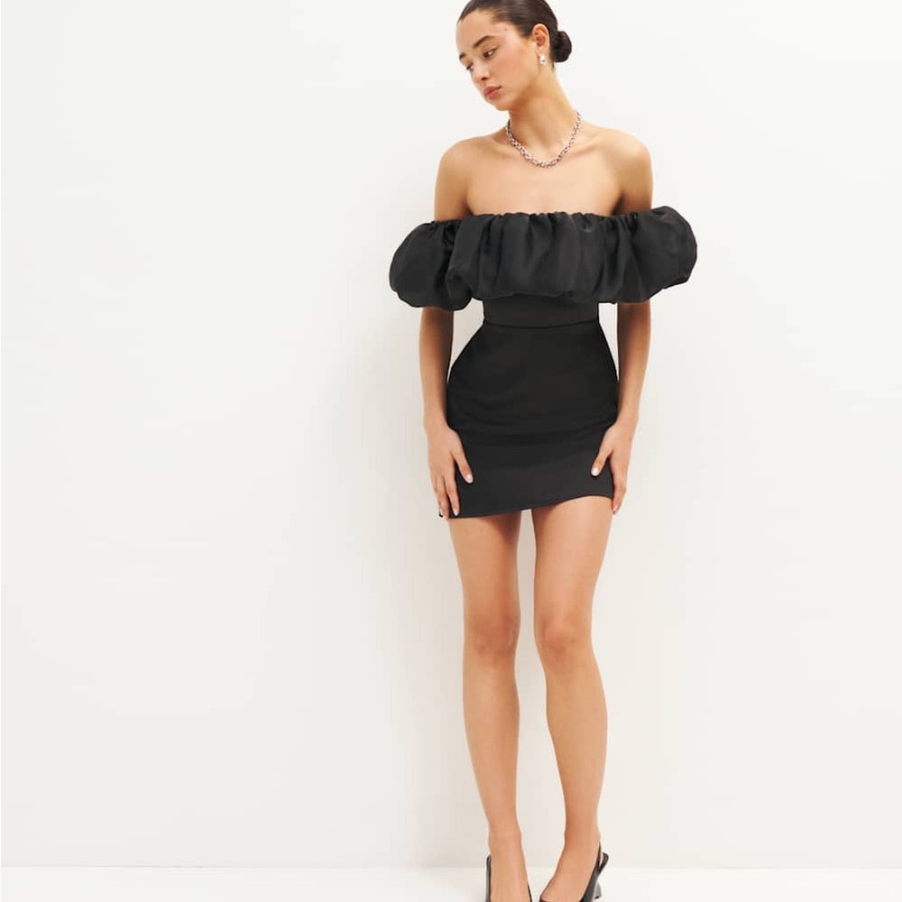 Reformation Alber Satin Dress Black - Size M